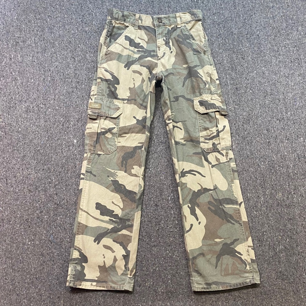 Wrangler Camo Cargo Pants Sz 12 Boys Green Skater Streetwear Utility